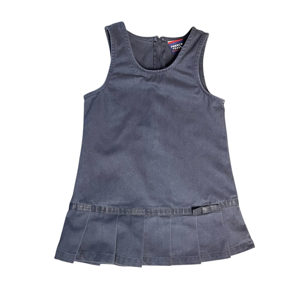 French Toast Girls Navy Blue Pleated School Uniform Jumper Dress Size 2T